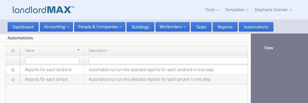 LandlordMax Property Management Software - Cloud Edition Automations List