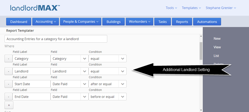 LandlordMax Property Rental Software - Cloud Edition Report Template Additional Settings