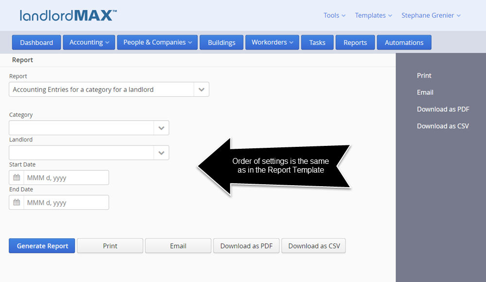 LandlordMax Property Management Software - Cloud Edition Report Template Report