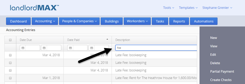 LandlordMax Real Estate Software - Cloud Edition Search